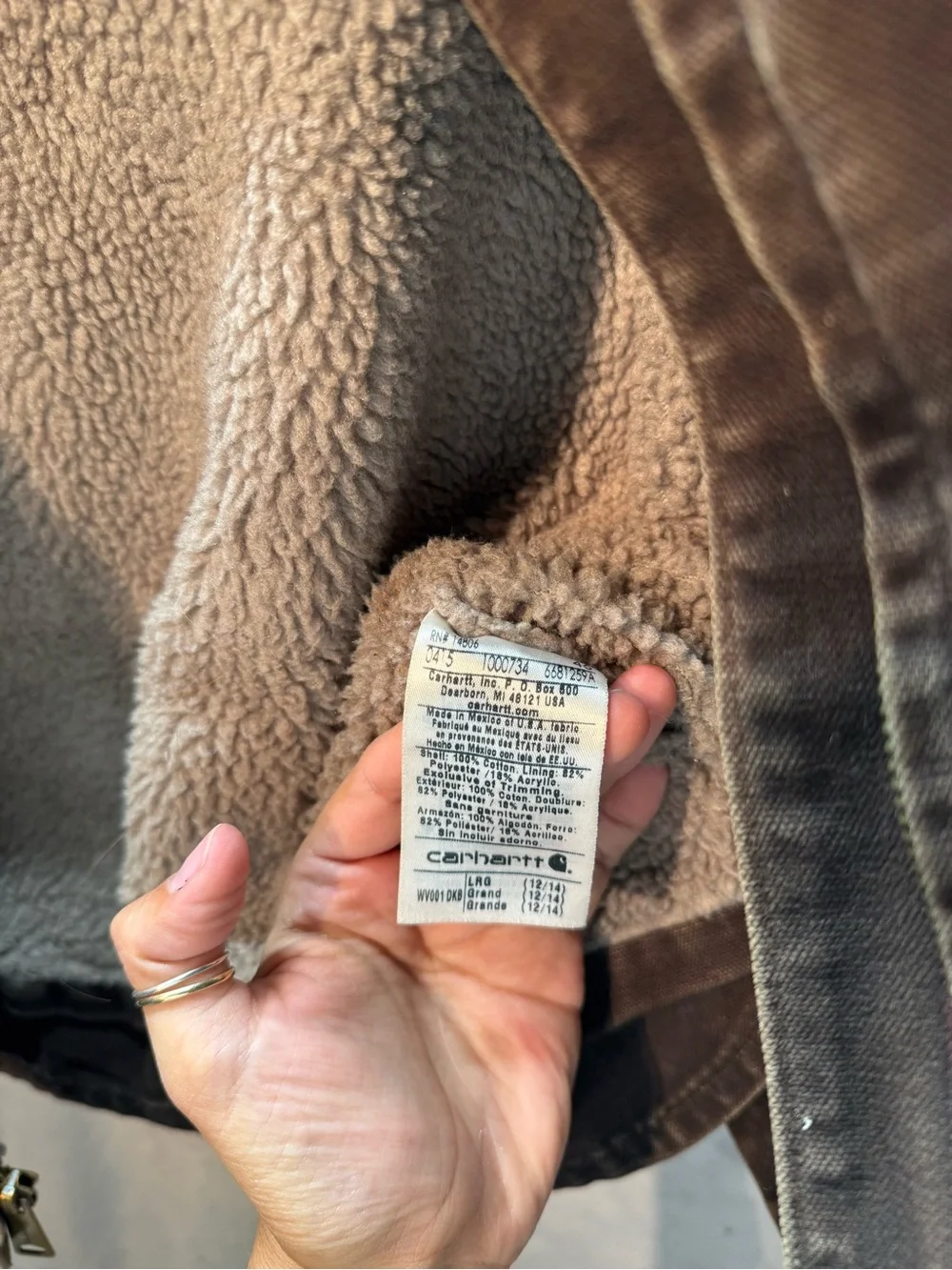 Carhartt Brown Canvas Sherpa Lined Vest